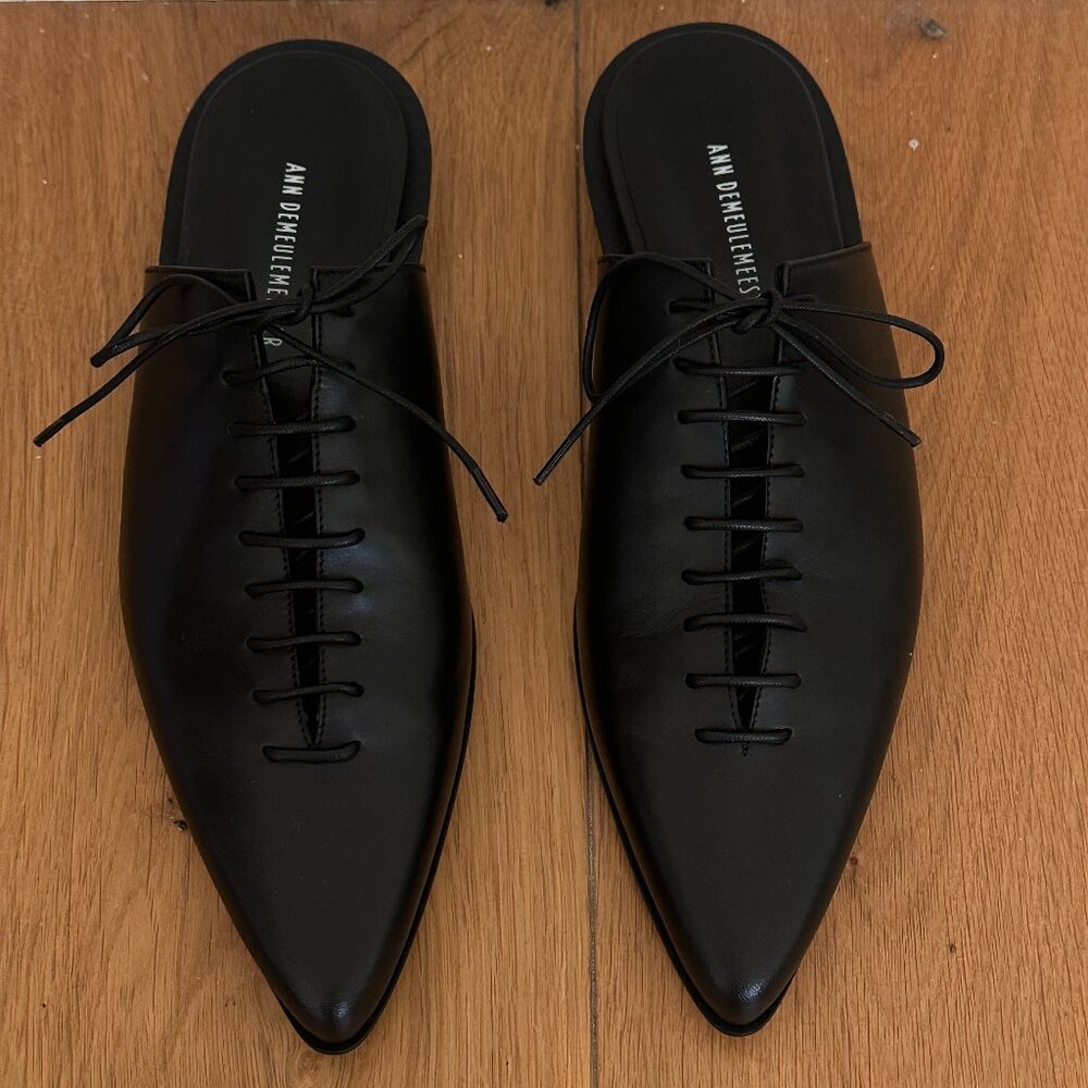 NWT Ann Demeulemeester Black River Lace-Up Mules SZ 37.5 - Picture 7 of 8